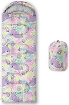 Kids Sleeping Bag for Boys Girls,Blue Ripples Print-Lightweight Warm Portable Outdoor Indoor-Waterproof Cold Weather Resistant Sleeping Bag for Camping Hiking