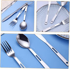 Yardwe 4sets Portable Stainless Steel Camping Cutlery Outdoor Tableware Fork Spoon and Cutter Compact Design for Easy Storage and Cleaning for Hiking and Picnics