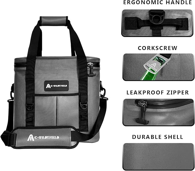 Soft Cooler 30 Cans Cooler Bag Insulated 100% Leak Proof Waterproof Beach Cooler Portable Lightweight Camping Cooler Soft Ice Chest