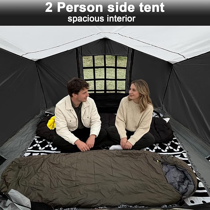 KAMPKEEPER 2 Person Canopy Side Tent, Camping Tent for 10x10 Canopies, Easy Up Cube Tents Gazebo Room with Mesh Window for Camping, Storage, Events(Canopy Not Included)