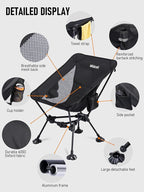 WildCall Lightweight Folding Camping Chair Compact Beach Chair with Anti-Sinking Large Feet
