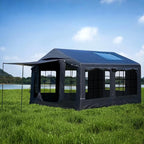 Inflatable Large Tent, Blow Up Tent with Hand Pump Waterproof 4 Season Air Tents Luxury Black Oxford Cabin Glamping House Easy Setup Outdoor Family Hot Tents for Camping 4-8 Person