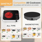 Single Burner Electric Cooktop,1800W 110V Electric Stove Top with Knob Control, Portable Cooktop with 2 Handle,single burner electric stove with Double Ring Heating, 4 hours Timer