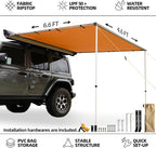 Vehicle Awning, 4.6ft x 6.6ft, Rooftop Pullout Ripstop UPF50+ Side Awning, Reinforced Hinges & Poles for Jeep/SUV/Truck/Van