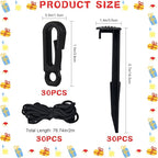 30 Sets Inflatable Ground Stakes and Tethers, 5.7" Yard Inflatable Plastic Stakes Heavy Duty with Hooks and Ropes, Christmas Camping Tent Stake for Outdoor Yard Inflatable Accessories Halloween Decor