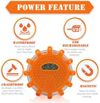 USB Rechargeable LED Road Flares Emergency Lights-Roadside Warning Car Safety Beacon Flashing Disc Flare Kit with Magnetic Base for Vehicles & Boat | 12 Beacon Disc Pack