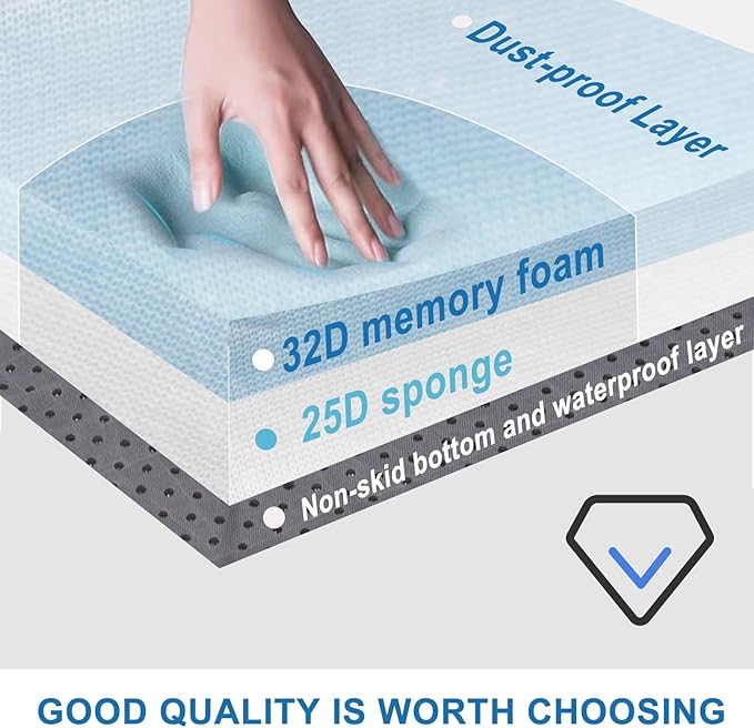 Extra Thick Memory Foam Camping Mattress - 72" x 24" Portable Sleeping Pad for Adults, Folding Camping Bed Mat, Lightweight Cot Mattress Topper for Outdoor, RV, Travel & Backpacking