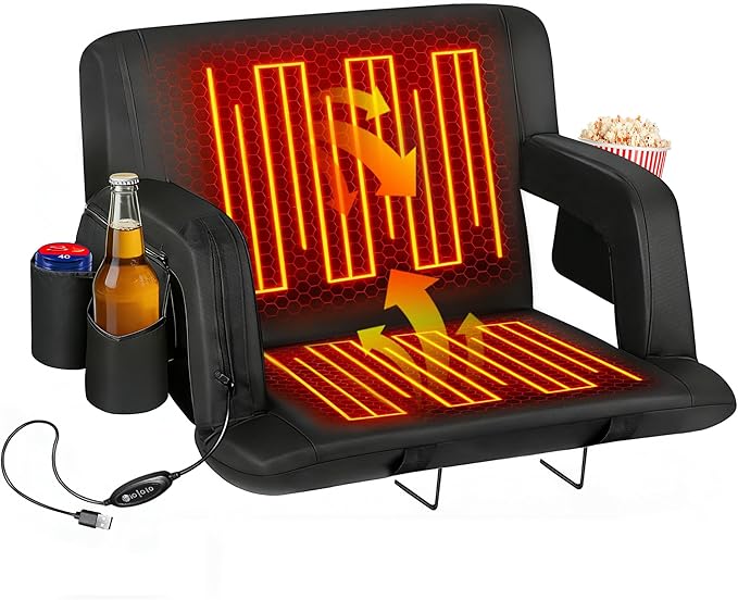 Nova Microdermabrasion 20.5"/25" Wide Stadium Seat for Bleachers w/Back Support Padded Cushion Portable Reclining Bleacher Seats Camping Stadium Chair Waterproof