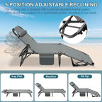 NAIZEA Folding Camping Cot W/Mat for Adults, Adjustable Lounge Chair Outdoor, Heavy Duty Sleeping Cot Bed, Travel Camp Cots for Pool, Beach, Patio Sunbathing