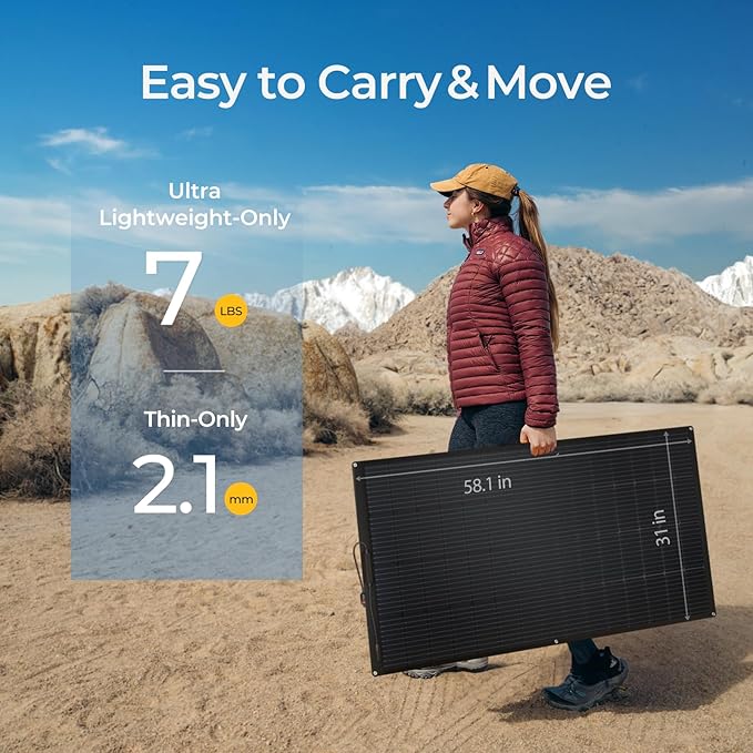 BougeRV Arch 200 Watts Fiberglass Flexible Solar Panel 23% High-Efficiency, 270° Lightweight, Portable Bendable 12 Volts 10BB Mono Cell for RV Camping Home Boat Marine Curve Surface Black