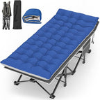 Suteck Camping Cot, 32In XXL Folding Camping Cot Heavy Duty Sleeping Bed for Adults 1200D Double Layer Oxford Cots for Camping W/Pilllow Mattress Carry Bag for Home Office Nap Beach Travel, 900LBS
