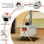 Upgraded Wood Stove, Hot Tent Stove Camping Portable Stainless Steel Wood Burning Stove with 7 Chimney Pipes for Wall Tent Camping, Hunting, Heating, Cooking, Ice Fishing, Boiling Water - Medium