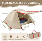 Clostnature Lightweight Backpacking Tent - 1/2 Person 4 Season Ultralight Waterproof Camping Tent, Large Size Easy Setup Tent for Winter, Cold Weather, Family, Outdoor, Hiking and Mountaineering