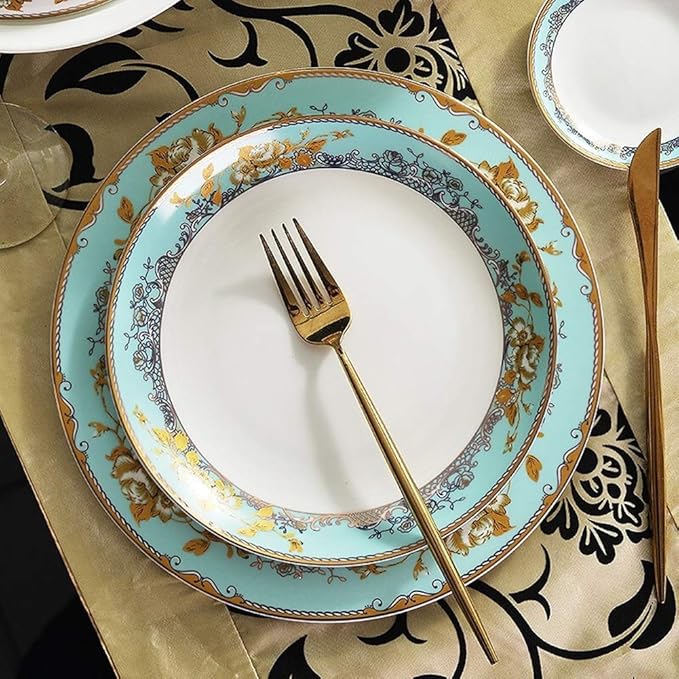 GaRcan Pottery Tableware,56Pcs Ceramic Dinnerware Sets, Porcelain Tableware Combi-Set Includes Cereals Bowls/Dessert Plates/Soup Plates/Dinner Plates