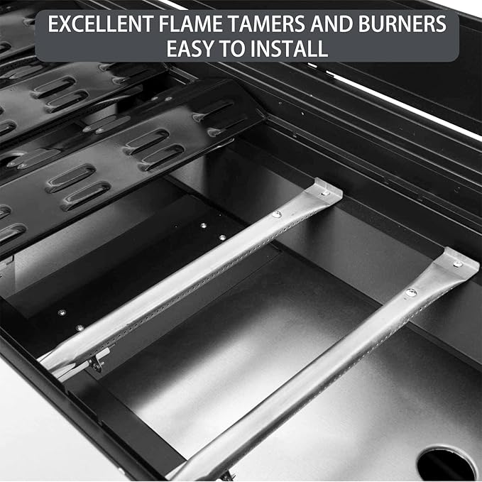FSOGBG3005 Flame Tamers 3 Burner Grill Replacement Parts for Outdoor Gourmet Grill Parts FSODBG1204 FSODBG1205 FSODBG1200 FSOGBG3002 16201 Burner Tube 96131 Heat Shield Plates Grill Accessories