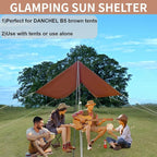 DANCHEL OUTDOOR Waterproof Bell Tent Awning, 4 Season Camping Tarp – Portable Canopy Cover with Poles, Lightweight Glamping Accessories, Rectangle