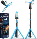 15000 mAh Rechargeable Camping Light with Stand, Cordless Work Light with 3 LED Lamp Heads, 5500 Lumens Dimmable Camping Essentials Gear Emergency Flashlight with 86" Detachable Tripod, Blue