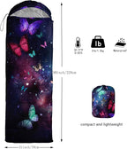 Kids Sleeping Bag for Boys Girls,Blue Ripples Print-Lightweight Warm Portable Outdoor Indoor-Waterproof Cold Weather Resistant Sleeping Bag for Camping Hiking