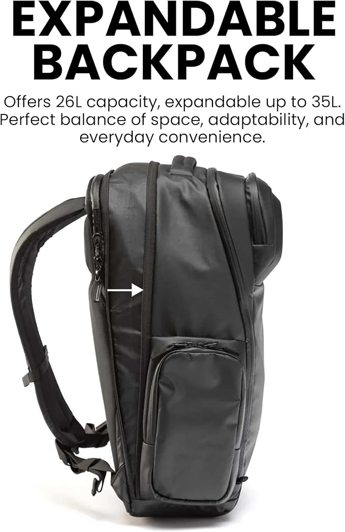 NANUK N-EDC 26L Carry-On Travel Backpack – Water-Resistant Laptop Backpack for Work Travel and Everyday Carry – Compact & Expandable, TSA-Ready, Smart Organization – Black
