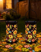 Colorful Sunflower Glow Solar Garden Lantern - 2026 Weather-Ready Sunflower Lantern for Every Season, IP65 Waterproof Metal Outdoor Hanging Light for Patio, Garden, Yard, Pathway (2PCS)