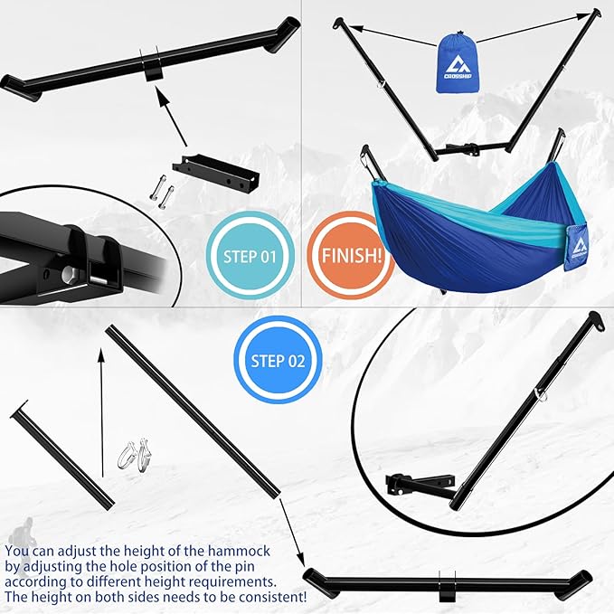 Hitch Mount Hammock Stand - Includes Parachute Nylon Hammock & Storage Bag - for 2'' Receiver, Fits Class III & IV Heavy Duty Trucks, for Camping, Outdoor, Travel (350lbs Weight Capacity)