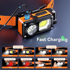 AlpsWolf Magnetic Rechargeable Headlamp - LED with Sensor Motion Camping Headlight, Mechanic Flashlight for Garage/Workshop/Vehicle Maintenance