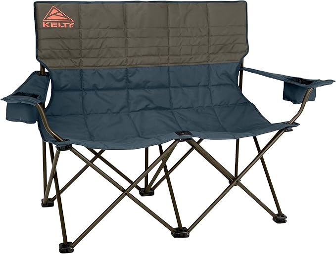Kelty Loveseat Oversized 2-Person Heavy Duty Folding Camp Chair, Double Seat for Soccer Games, Tailgating, Beach Days (Regular Height/Dark Shadow)
