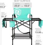 EVER ADVANCED 31" Tall Portable Makeup Artist Chair for Clients Directors Chair with Two Side Tables, Foldable Folding Chair for MUA, Craft Shows, Hair Stylist, Salons, Movie Sets 350LBS Green