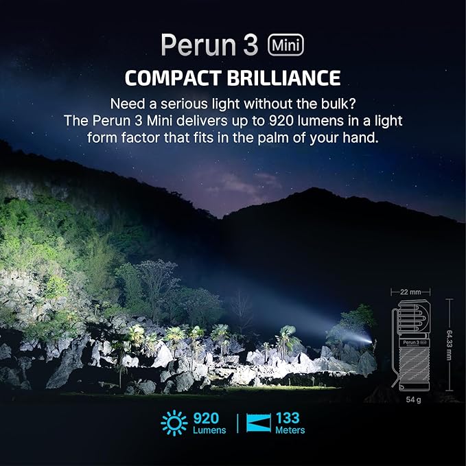 OLIGHT Perun 3 Mini Headlamp 920 Lumens LED Head Flashlight,Rechargeable Headlight with Red Light Option,Perfect for Working, Hiking, Camping and Climbing(Neutral White (4000K~5000K), Black)