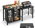 Leteuke Grill Table for Blackstone Griddle, Portable Foldable Grill Table with Storage Fits Ninja, Blackstone Griddle Stand for Outdoor Camping, Picnic, Garden, Patio, Dining, BBQ, Party