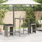 Patio Bar Stools with Cushions 2 pcs Gray Poly Rattan Dinning Chairs Camping Chair Camping Chairs Porch Chairs for Outdoor Dining Bedroom Patio