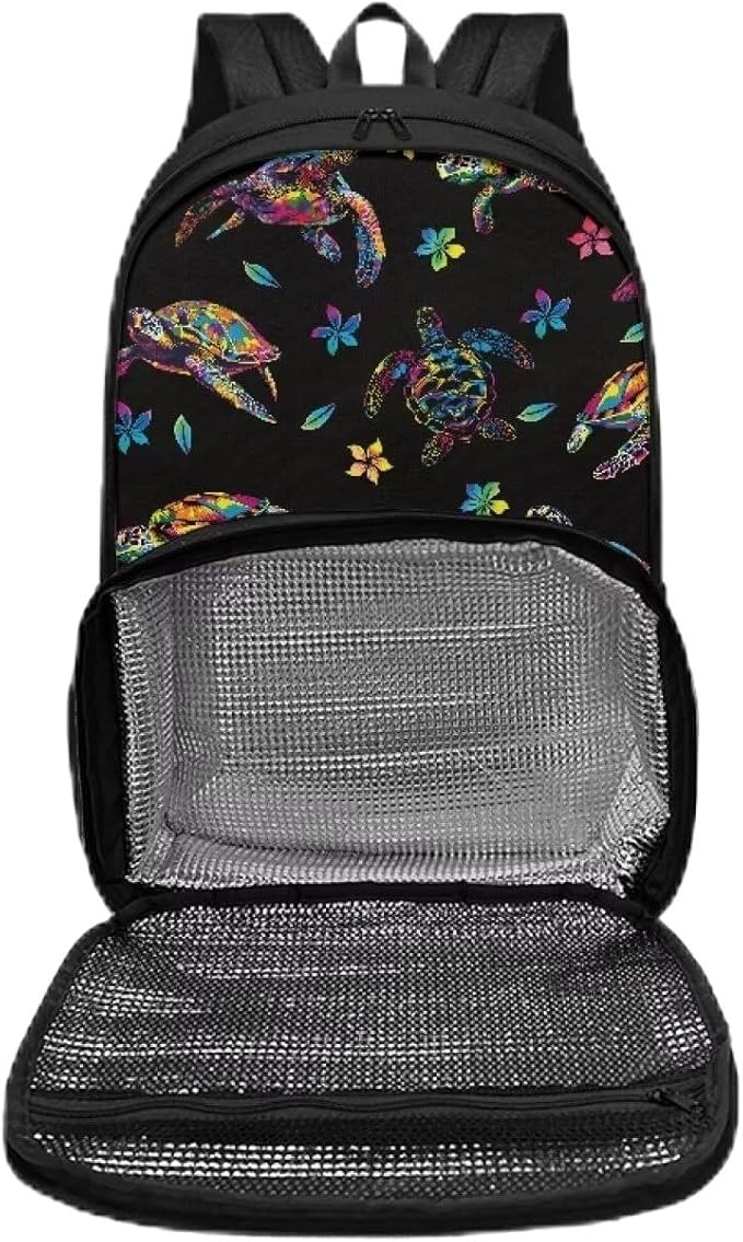 All In One Backpack Meal Bag for Men Women Kids, Hiking Picnic Travel School Cooler Backpack with Multi Pockets, School Bags Laptop Backpack for Boys, Horses Print
