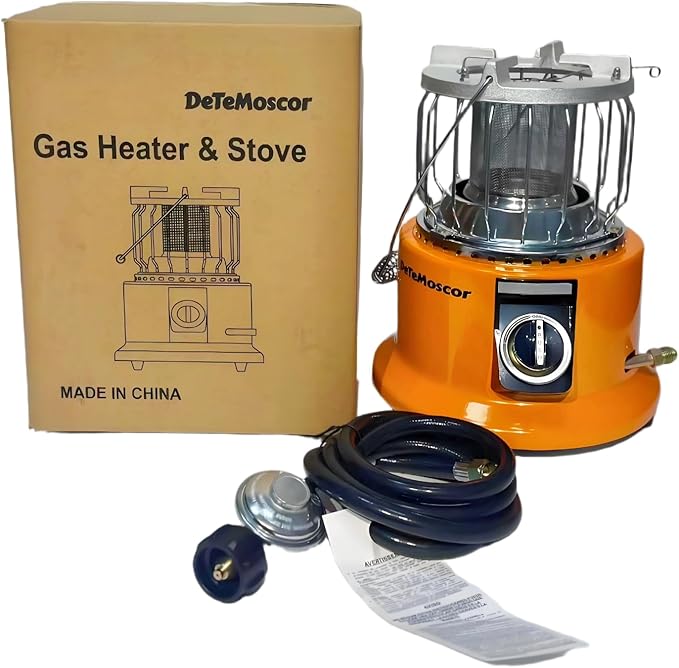 2-in-1 Propane Heater and Stove, Portable Heater with 6FT Regulating Valve, Dual Function Indoor Safe for Ice Fishing, Tent Camping, Tailgating, Emergency, Basement Heating