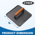 SafBbcue 10" Square Cast Iron Burger Press Smash Burger Griddle Weight Press for Blackstone, Pitboss, Camp Chef Flat Top Grills Accessories, Bacon Press for griddle for Grill Cooking Accessories, 2PCS