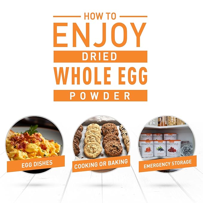 Emergency Essentials, Dried Whole Egg Powder, Emergency Food Supply, High-Protein Survival Food, 33-oz. Large Can, 10-Year Shelf Life