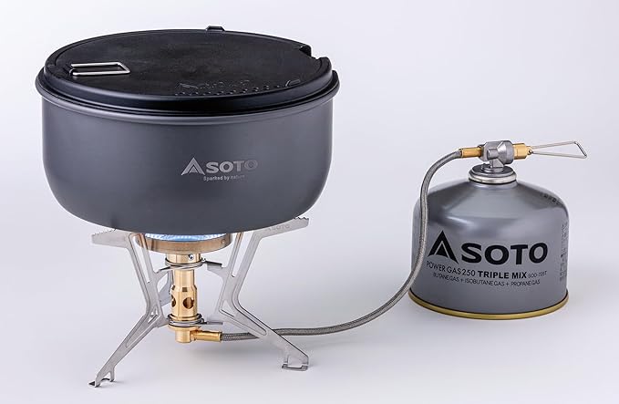 SOTO Fusion Trek Detachable Compact & Portable Camping Gas Stove with Micro Regulator Valve System, Wind-Resistance Backpacking Stove for Outdoors, Hiking, Cooking - Shipped Empty