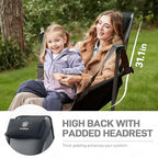 EVER ADVANCED Padded Oversized Hammock Camping Chair, Compact Heavy Duty Swing Chair with Multi-Storage Pockets, Portable Folding Rocking Camping Chair, Support Up to 400lbs, Black