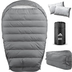 MEREZA Mummy Double Sleeping Bag for Adults with Pillow Cold Weather 0 Degree 2 Person Sleeping Bag for Big Tall Mens Couples Family Camping