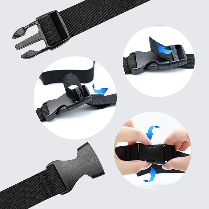 10Pcs Tie Down Straps Black Adjustable Nylon Strap with Buckles 1" x 47" (3.9ft) Straps with Quick Release, Lashing Strap for Backpacking, Outdoor Activities