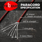 TECEUM 5/32" Paracord Rope 1000 – 1000ft / 200ft / 100ft / 50ft – Tactical Parachute Cord 4mm – 45+ Colors – Nylon String for Survival & Camping Gear – Stripe Cord for Survival – Utility Rope