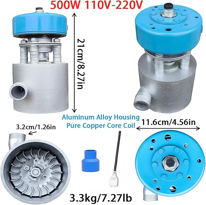 110V / 220V Water Turbine Generator 500W Micro Hydroelectric Generator With Blue Connectors, Portable Mini Hydro Power Station For Outdoor Computer Tv Lighting Family Camping,500w