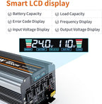 Power Inverter DC 24V to AC 110V/120V Converter with LCD Display Wireless Controller, Cable Pair,AC outlets USB.RV Travel,Suitable for Camping,and Off-Grid Solar Systems (6000w-24v)