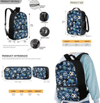 Rnyleeg Soccer Backpack for Boys 6-8 with Lunch Box Novelty Blue Camo Kids Backpack Set Large Capacity Bookbag Set of 3 for Primary School Back to School Supplies