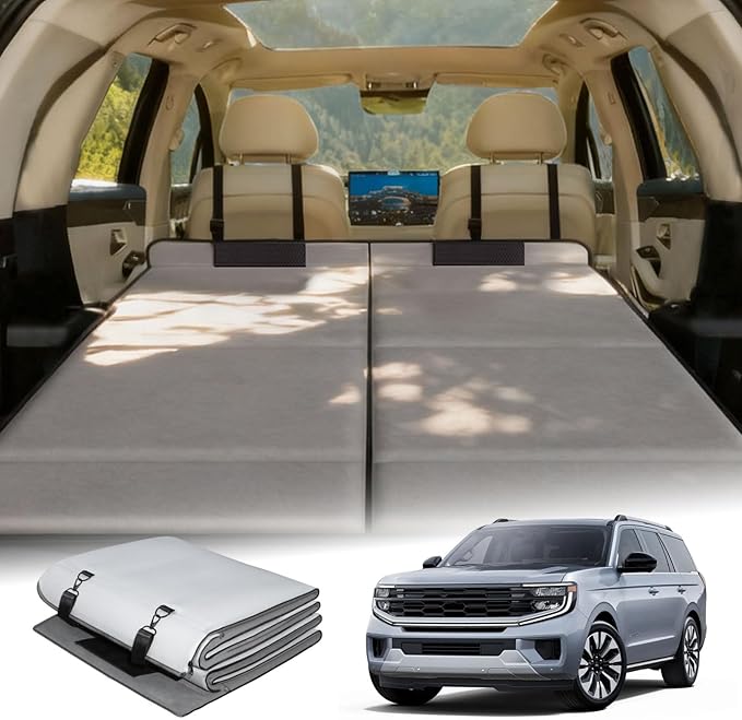 Car Bed for 2025-2026 Ford Expedition, Foldable Non-Inflatable Memory Foam Camping Mattress, Thickened Trunk Sleeping Pad, Air Mattress Upgrade for Camping & Travel Essentials, with Storage Bag