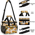 Soft Cooler Bag Vintage Sunflower Flower Insulated Lunch Box for Men & Women, Large Leakproof Lunch Bag Portable Beach Cooler for Work, Picnic, Road Trips,Fishing, Travel, Camping