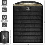 Double Sleeping Bag for Adults Cold Weather Queen Size 2 Person Waterproof Sleeping Bag, Perfect for Couples Family Camping or RV Traveling & Bedding