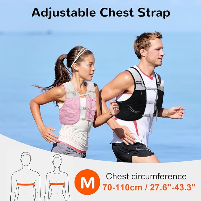 Lightweight Running Vest with 2pcs 500ml Water Bottle for Men Women, Reflective Water Vest Hydration Pack Hydropack for Hiking, M/L