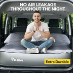 D-Hive SUV Air Mattress, Ultra-Thick Material Extra-High Car Air Mattress, SUV Mattress for Toyota 4runner, Car Mattress w/Built-in Pump Inflatable Car Air Mattress Grey