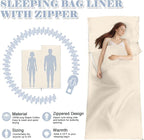 Sleeping Bag Liner,Long Staple Cotton, Adult Sleep Sack & Travel Sheets,Travel Sleep Sack for Backpacking, Hotels & Hostels Lightweight Travel Sheet Camping Sheets,Has Full Length Zipper