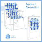 Giantex 4-Pack Beach Chairs for Adults, Camping Chair with Steel Frame, Lightweight Folding Directors Chairs for Outdoor Webbing Patio, Fishing, Yard, Poolside Lawn Chairs Set of 4 (Blue)